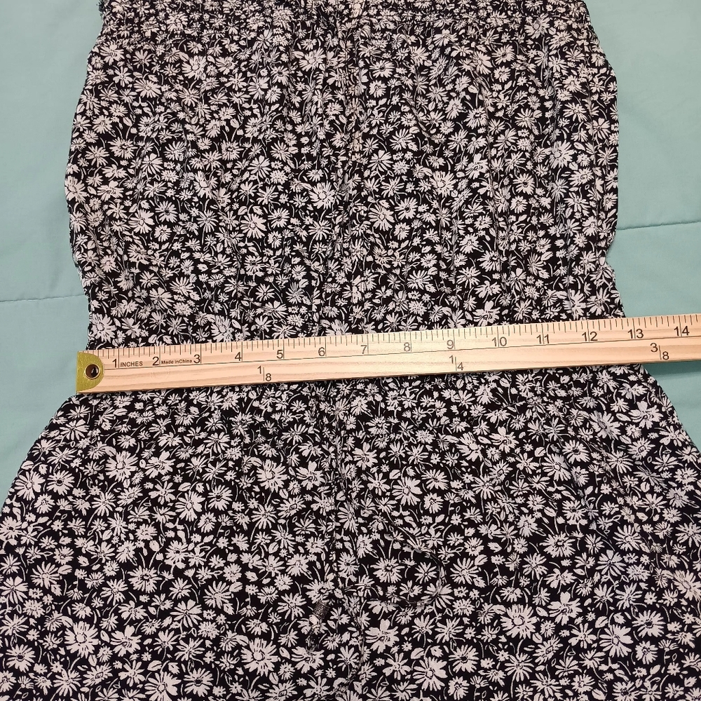 American Eagle Women Halter Tie Black&White Jumpsuit Size Small Frayed Hem - Picture 10 of 15
